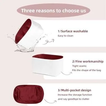 Speedy 20 Organizer Insert Bag, Lightweight Portable Purse Inner Compatible with LV Speedy 20 Bag, Made of Waterproof Dupontpaper Surface and Silky Satin Lining (Speedy 20, Ruby)