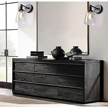 Phansthy Industrial Wall Sconce Light 1-Light Black Sconce with 5.5 Inches Dome Clear Glass Shade