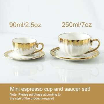 LETAOTAO Elegant Espresso Cup Set with Gold Trim