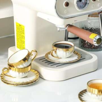 LETAOTAO Elegant Espresso Cup Set with Gold Trim