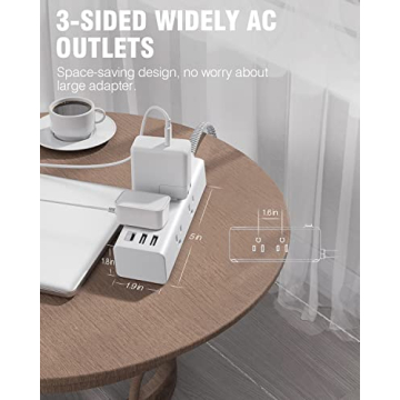 10 Ft Power Strip Surge Protector & USB Ports