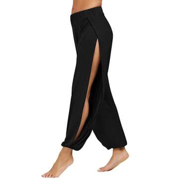 fitglam Women's Harem Pants Beach Coverup Pants Slit Yoga Pants Swimsuit Bathing Suit Swim Cover Ups