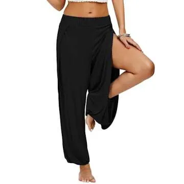 fitglam Women's Harem Pants Beach Coverup Pants Slit Yoga Pants Swimsuit Bathing Suit Swim Cover Ups