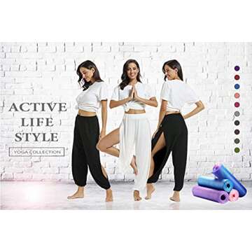 fitglam Women's Harem Pants Beach Coverup Pants Slit Yoga Pants Swimsuit Bathing Suit Swim Cover Ups