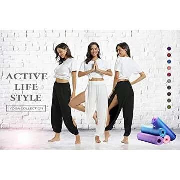 fitglam Women's Harem Pants Beach Coverup Pants Slit Yoga Pants Swimsuit Bathing Suit Swim Cover Ups