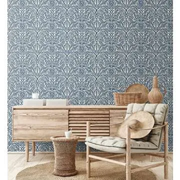 Tommy Bahama - Peel and Stick Designer Wallpaper, Premium Batik Wallpaper for Bedroom, Powder Room, Kitchen, Self Adhesive, Vinyl, 30.75 Sq Ft Coverage (Bondi Batik Collection, Indigo)