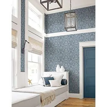 Tommy Bahama - Peel and Stick Designer Wallpaper, Premium Batik Wallpaper for Bedroom, Powder Room, Kitchen, Self Adhesive, Vinyl, 30.75 Sq Ft Coverage (Bondi Batik Collection, Indigo)