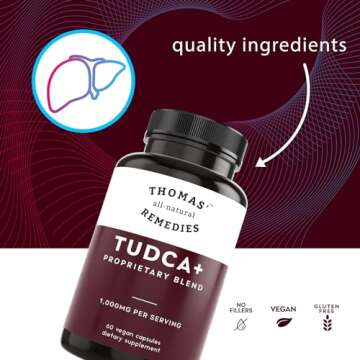 Thomas' all-natural Remedies Tudca 500mg (1000mg Per Serving), 60 Capsules- Tauroursodeoxycholic Acid, Liver Support Supplement- Vegan, Non-GMO, No Filler Capsules