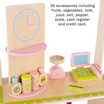 Hey! Play! Fresh Market Selling Stand - Fun Wooden Toy for Kids