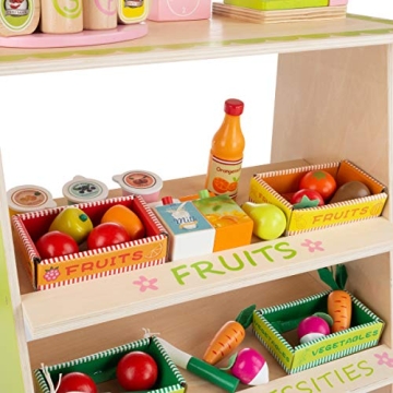 Hey! Play! Fresh Market Selling Stand - Fun Wooden Toy for Kids