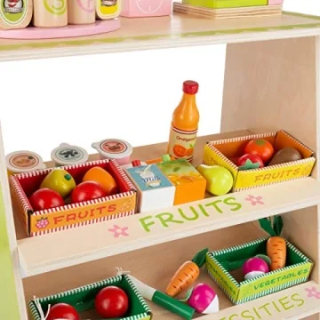 Hey! Play! Fresh Market Selling Stand - Fun Wooden Toy for Kids