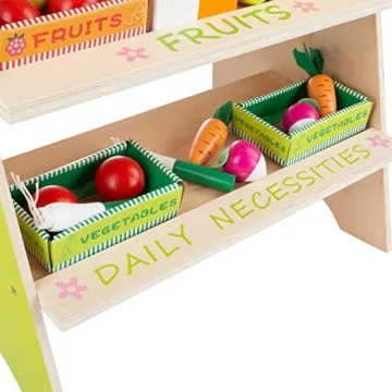 Hey! Play! Fresh Market Selling Stand - Fun Wooden Toy for Kids