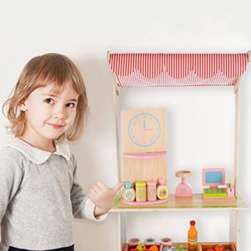 Hey! Play! Fresh Market Selling Stand - Fun Wooden Toy for Kids