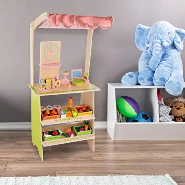 Hey! Play! Fresh Market Selling Stand - Fun Wooden Toy for Kids