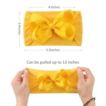 dobois 20pcs Baby Headbands and Hair Bows Set - 4 Inches Nylon Headbands with Bows for Newborns, Inf...