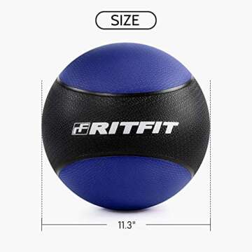 RitFit Weighted Medicine Ball - Non-Slip Rubber Shell & Dual Texture Grip - Workout Exercise Ball for Core Strength, Balance Training, Coordination Fitness - Multiple Weights & Colors