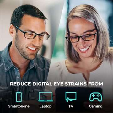 Prospek Blue Light Glasses for Men and Women – Anti-Glare Computer Glasses, Regular, No Magnification. Stylish Fit for All Face Shapes, Lightweight and Comfortable on Nose and Ears