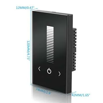 Wall-Mounted Glass Touch Panel LED Dimmer Switch Brightness Controller DC 12-24V for Single Color LED Strip Light - Black
