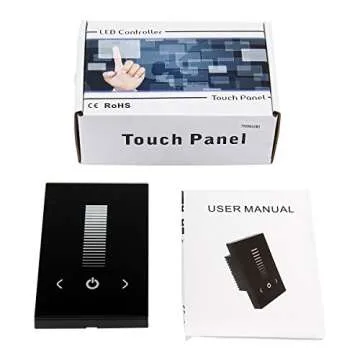 Wall-Mounted Glass Touch Panel LED Dimmer Switch Brightness Controller DC 12-24V for Single Color LED Strip Light - Black