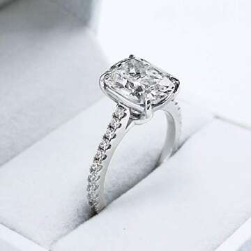 Bo.Dream 3ct Cushion Cut CZ Engagement Ring in Silver