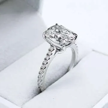 Bo.Dream 3ct Cushion Cut CZ Engagement Ring in Silver