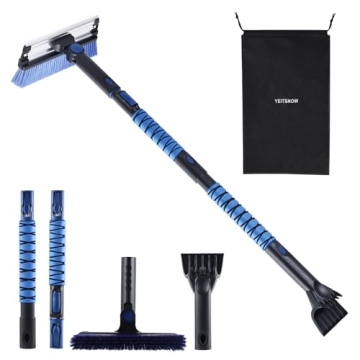 yeitsnow 48" Extendable Snow Brush and Ice Scraper for Car Windshield Window Aluminum Snow Removal W...