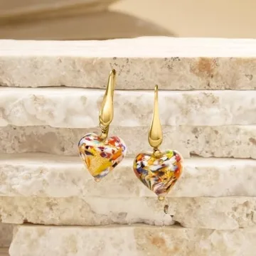 Ross-Simons Handmade Murano Glass Heart Drop Earrings