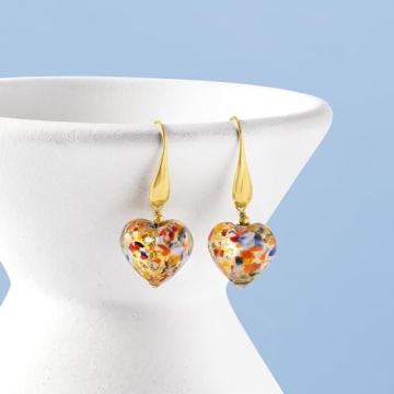 Ross-Simons Handmade Murano Glass Heart Drop Earrings