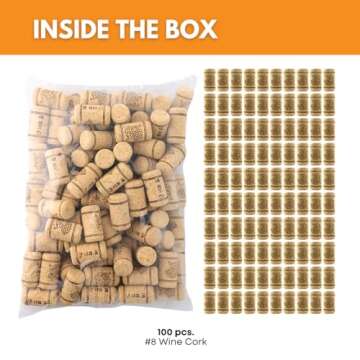 FastRack Bag of 100, #8 Premium Straight Corks for Wine Bottles | 1.73" x 0.87" (44 mm x 22 mm) Beig...