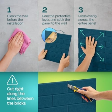 Ekkogo Acoustic Panels 18-Pack Soundproof Wall Panels 12"X12"X0.4" Brick Style Sound Panels Premium Sound Dampening Panels Easy Self Adhesive Installation - [Ocean Turquoise]