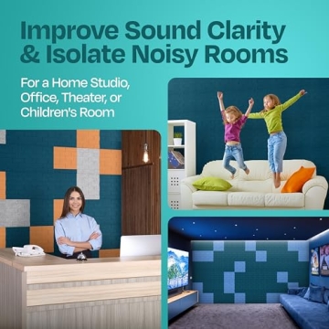 Ekkogo Acoustic Panels 18-Pack Soundproof Wall Panels 12"X12"X0.4" Brick Style Sound Panels Premium Sound Dampening Panels Easy Self Adhesive Installation - [Ocean Turquoise]