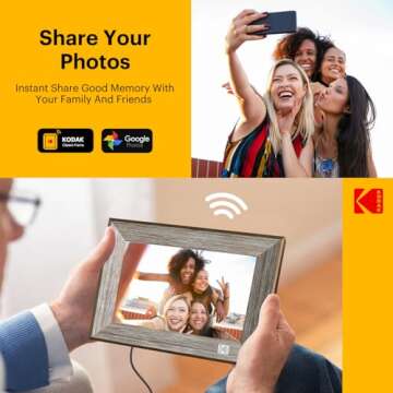 KODAK Wooden WiFi Digital Picture Frame, 32G 10.1 Inch Digital Photo Frame 1280x800 HD IPS Touch Screen, Auto-Rotate, Share Photos and Videos via KODAK App, for Friends and Family