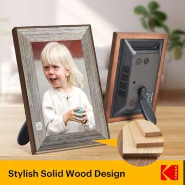 KODAK Wooden WiFi Digital Picture Frame, 32G 10.1 Inch Digital Photo Frame 1280x800 HD IPS Touch Screen, Auto-Rotate, Share Photos and Videos via KODAK App, for Friends and Family