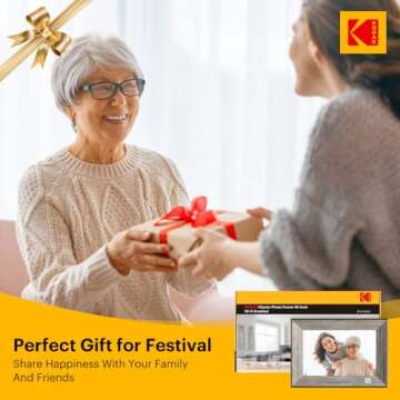 KODAK Wooden WiFi Digital Picture Frame, 32G 10.1 Inch Digital Photo Frame 1280x800 HD IPS Touch Screen, Auto-Rotate, Share Photos and Videos via KODAK App, for Friends and Family