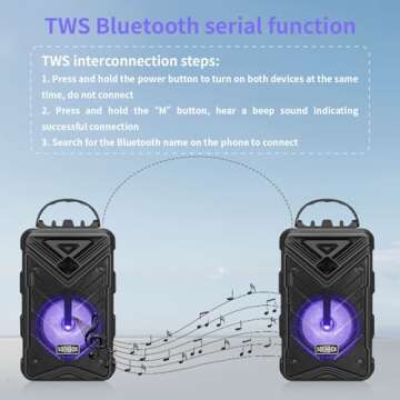 Portable Bluetooth Speaker with Microphones, Portable Bluetooth Karaoke Speaker with RGB Multi-Colors Rhythm Lights, Supports USB/TF/FM/AUX/TWS for Home Party