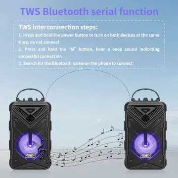 Portable Bluetooth Speaker with Microphones, Portable Bluetooth Karaoke Speaker with RGB Multi-Colors Rhythm Lights, Supports USB/TF/FM/AUX/TWS for Home Party