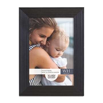 Renditions Gallery 4x6 inch Picture Frame Modern Style Wood Pattern and High Definition Glass Ready ...