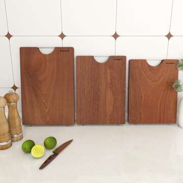 Brosisincorp Real Solid Sapele Cutting Board One Piece No Glue Non Toxic All Whole Single Wood Butcher Block Thick Hard Wood Heavy Duty Edge Grain (Medium, 14.96"L*11.02"W*0.98"Th)