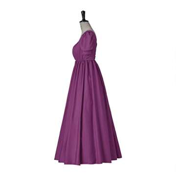 CosplayDiy Women Vintage Regency Dress High Waistline Jane Austen Dress Victorian Tea Party Ball Gown Purple XXL