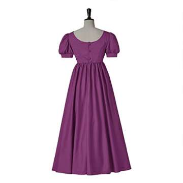 CosplayDiy Women Vintage Regency Dress High Waistline Jane Austen Dress Victorian Tea Party Ball Gown Purple XXL