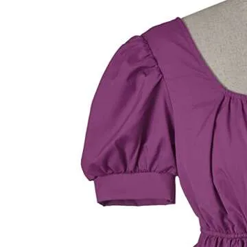 CosplayDiy Women Vintage Regency Dress High Waistline Jane Austen Dress Victorian Tea Party Ball Gown Purple XXL