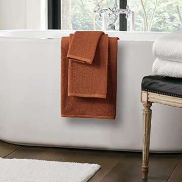 Nate Home by Nate Berkus 100% Cotton Textured Rice Weave Bath Towel Set of 4 | Soft and Absorbent So...