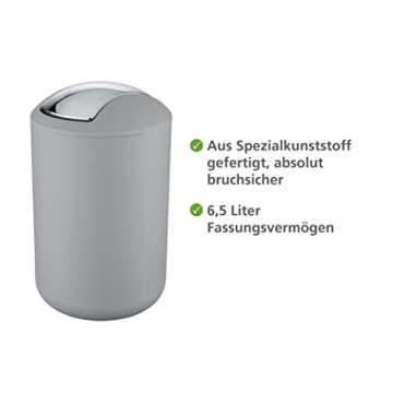 WENKO Small Trash Can with Lid, Garbage Bin with Swing Lid, Bathroom Trash Can, Waste Basket for Sma...