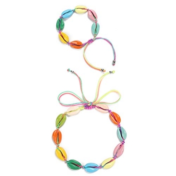 Shell Necklace Choker Rainbow Colorful Seashell Choker Adjustable Shell Anklet Bracelet Fashion Waki...
