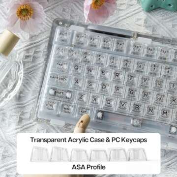 KiiBoom Phantom 81 V2 75% Hot Swappable Upgraded Crystal Gasket-Mounted Mechanical Keyboard, Triple Mode NKRO Gaming Keyboard with South-Facing RGB, Clear Keycaps, 4000mAh Battery for Win/Mac (Clear)