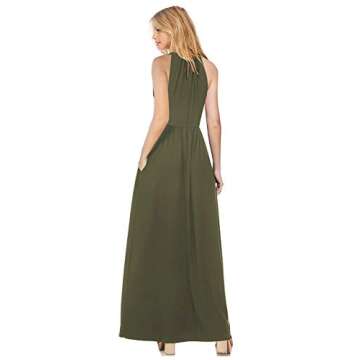 HUSKARY Womens Summer Green Maxi Dresses Sleeveless Loose Casual Long Beach Boho Hawaiian Tropical S...