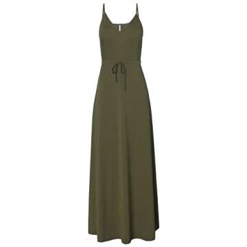 HUSKARY Womens Sleeveless Green Maxi Dress for Summer