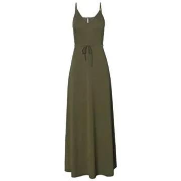 HUSKARY Womens Sleeveless Green Maxi Dress for Summer