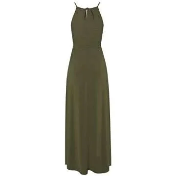 HUSKARY Womens Sleeveless Green Maxi Dress for Summer