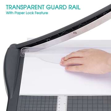 Paper Cutter, Paper Trimmer with Safety Guard, 12" Cut Length Paper Slicer with 16 Sheet Capacity Paper Cutting Board,Guillotine Paper Cutters and Trimmers for Cardstock Cardboard Vinyl (Gray)